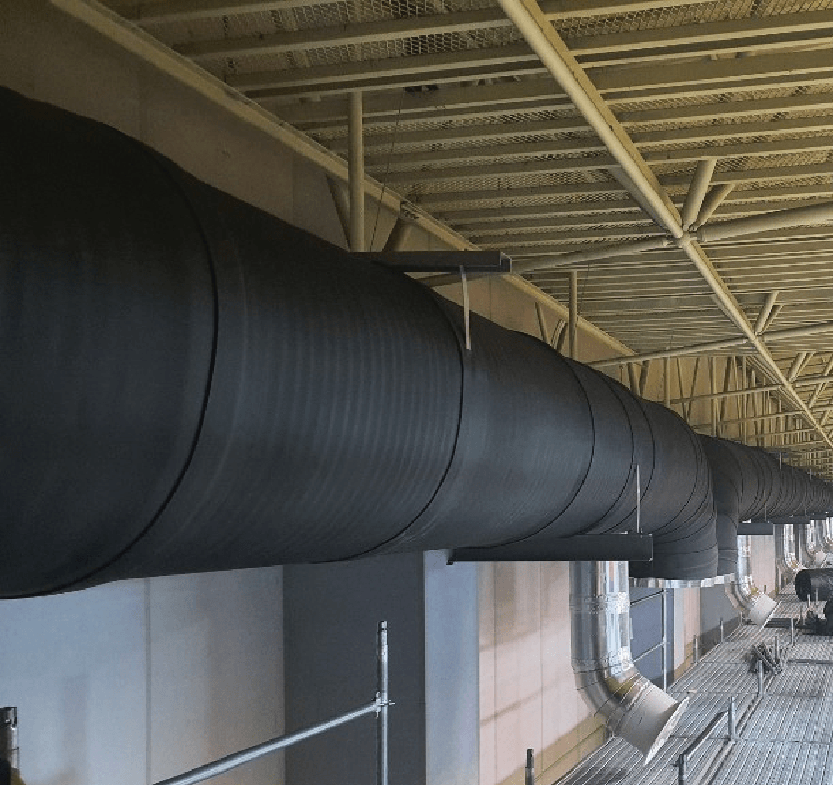 Large duct insulated with NBR material